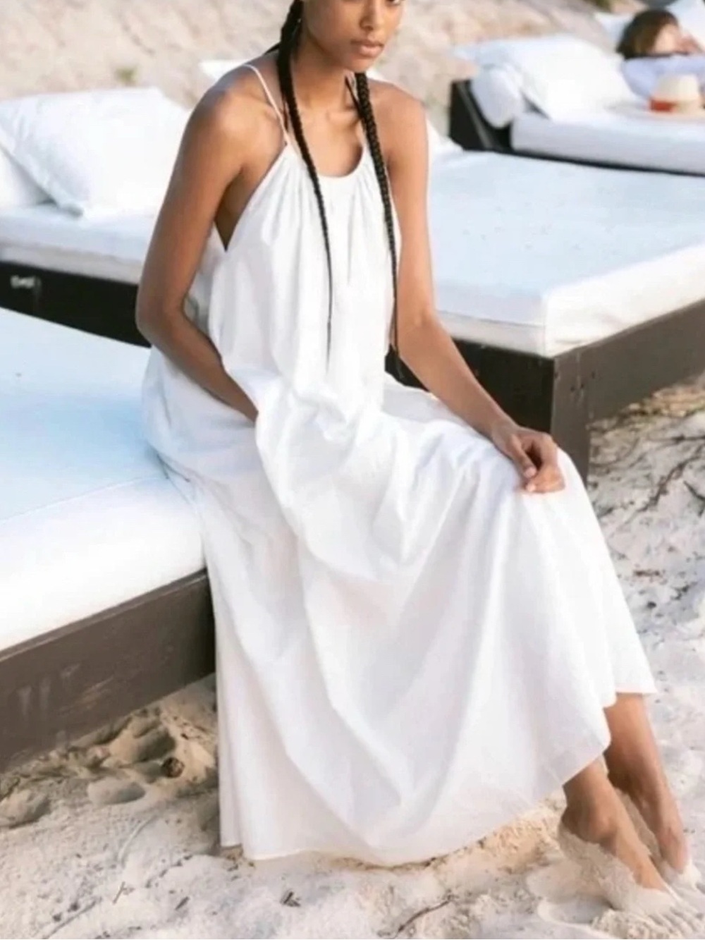 Mersea Womens white patio halter maxi dress OS